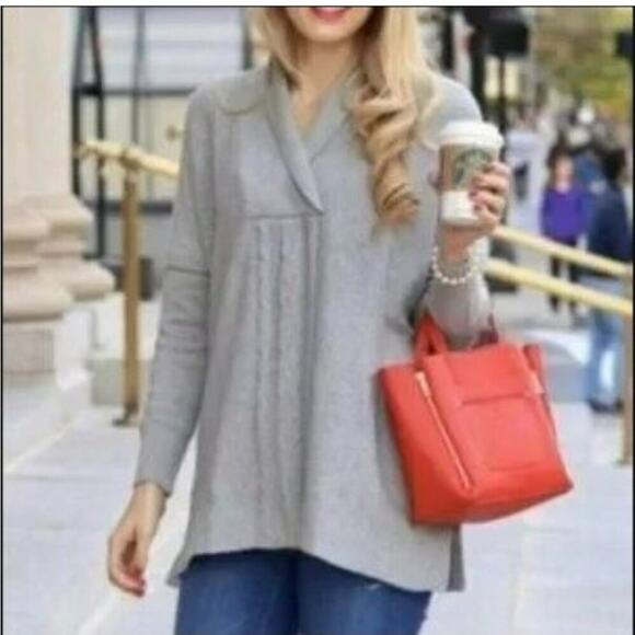Cabi Charlotte cable knit gray poncho sweater size Small #3303 - Picture 1 of 16